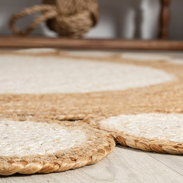 Skye Two-tone Jute Circle Border Area Rug